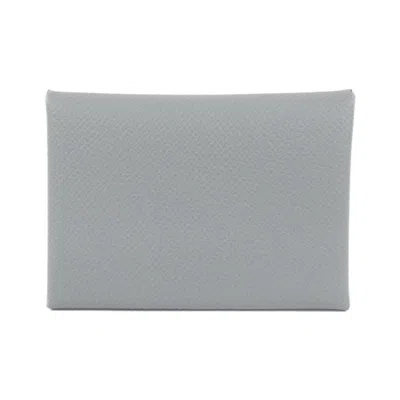 Pre-owned Hermes Blue Gray Epsom Leather Coin Purse/coin Case () In Multi