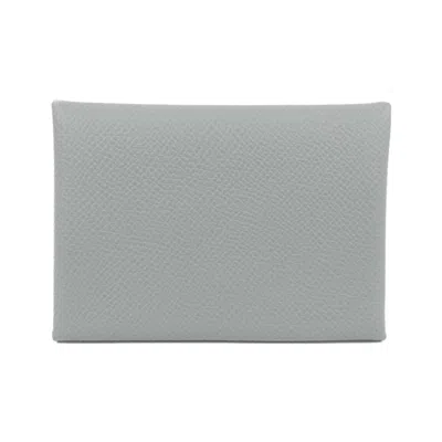 Pre-owned Hermes Blue Gray Epsom Leather Coin Purse/coin Case () In Multi