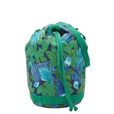 Pre-owned Hermes Blue Green Cotton Shoulder Bag () In Multi