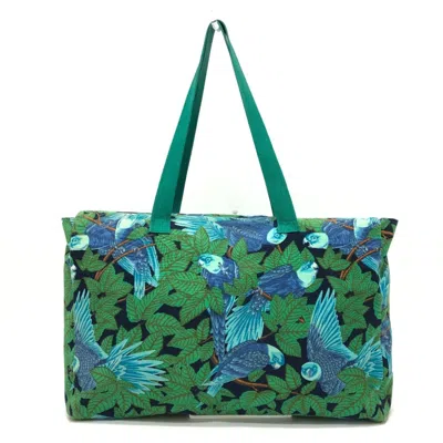Pre-owned Hermes Blue Green Cotton Shoulder Bag Tote Bag () In Multi