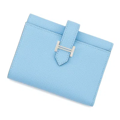 Pre-owned Hermes Blue Green Epsom Leather Wallet (tri-fold) () In Multi