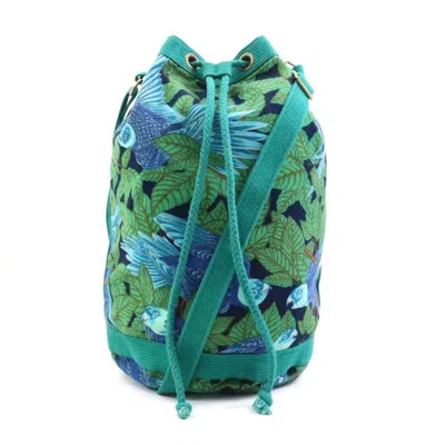 Pre-owned Hermes Blue Green Navy Cotton Shoulder Bag ()
