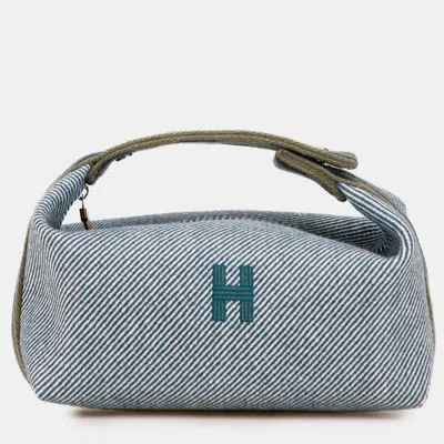 Pre-owned Hermes Blue Green Small Wool Bride A Brac H Natte Case