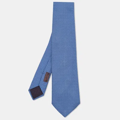 Pre-owned Hermes Hermès Blue H Pippa Silk Tie
