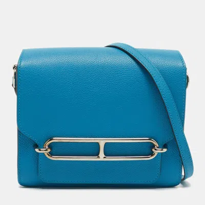 Pre-owned Hermes Blue Hydra Evercolor Leather Roulis 18 Bag