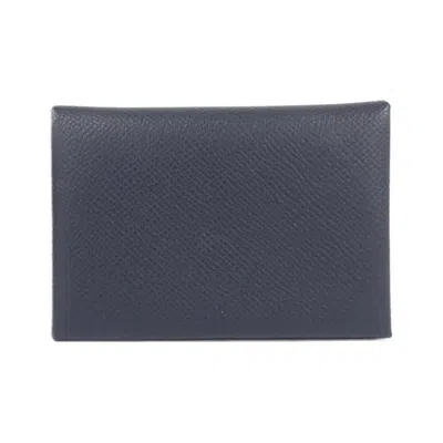 Pre-owned Hermes Blue Indigo Epsom Leather Coin Purse/coin Case ()