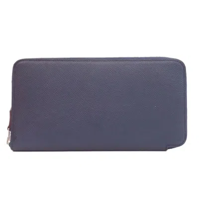 Pre-owned Hermes Blue Indigo Epsom Leather Long Wallet (bi-fold) ()