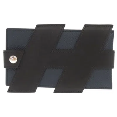 Pre-owned Hermes Blue Indigo Epsom Leather Swift Leather Card Case () In Multi
