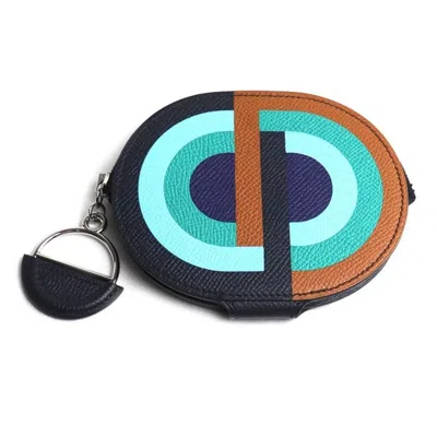 Pre-owned Hermes Blue Indigo Multi-color Epsom Leather Coin Purse/coin Case ()