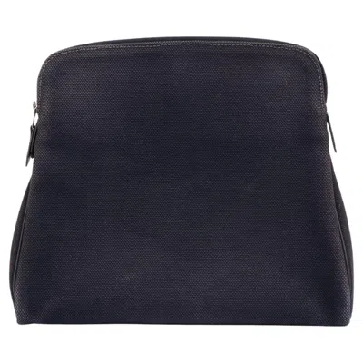 Pre-owned Hermes Hermès Blue Indigo Toile Canvas & Swift Leather Eevoo Pouch