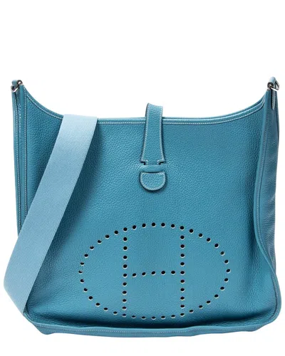 Pre-owned Hermes Hermès Blue Jean Clemence Leather Evelyne Ii (authentic Pre-loved)