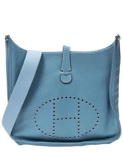 Pre-owned Hermes Hermès Blue Jean Clemence Leather Evelyne Ii (authentic Pre-loved)