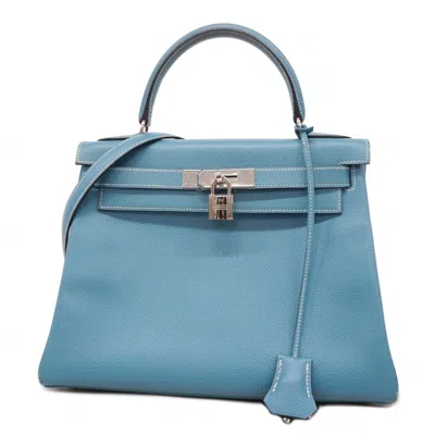 Pre-owned Hermes Blue Jean Courchevel Leather Handbag ()