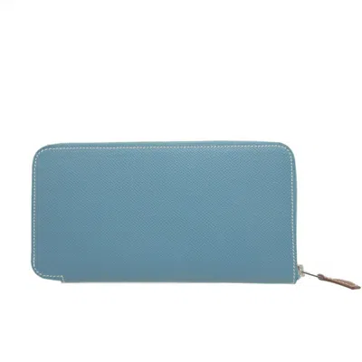 Pre-owned Hermes Blue Jean Epsom Leather Long Wallet (bi-fold) ()
