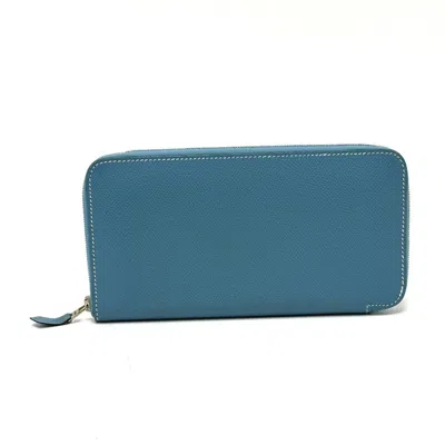 Pre-owned Hermes Blue Jean Epsom Leather Long Wallet (bi-fold) ()