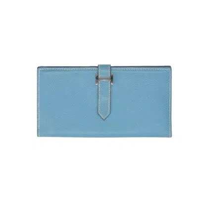 Pre-owned Hermes Blue Jean Epsom Leather Long Wallet (bi-fold) ()