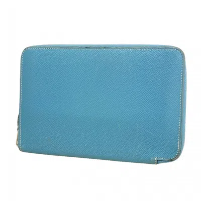 Pre-owned Hermes Blue Jean Epsom Leather Long Wallet (bi-fold) ()