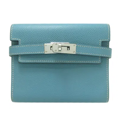 Pre-owned Hermes Blue Jean Epsom Leather Wallet (bi-fold) ()