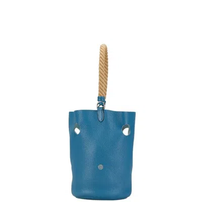 Pre-owned Hermes Blue Jean Light Blue Taurillon Clemence Leather Handbag () In Blue Jean, Light Blue
