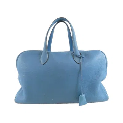 Pre-owned Hermes Blue Jean Taurillon Clemence Leather Boston Bag ()