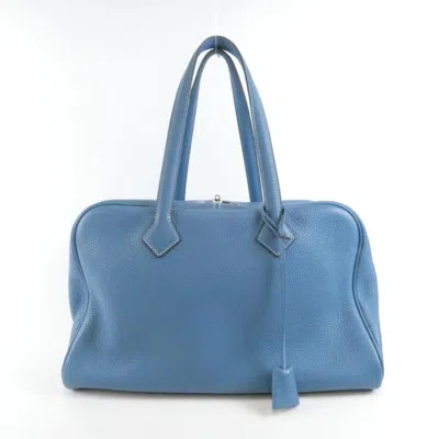 Pre-owned Hermes Blue Jean Taurillon Clemence Leather Boston Bag ()