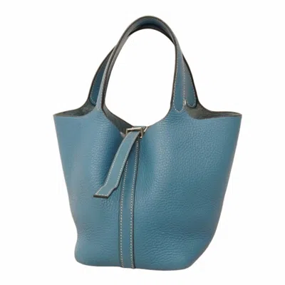 Pre-owned Hermes Blue Jean Taurillon Clemence Leather Handbag ()