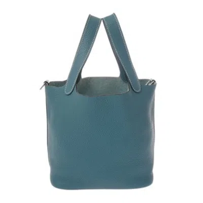 Pre-owned Hermes Blue Jean Taurillon Clemence Leather Handbag ()