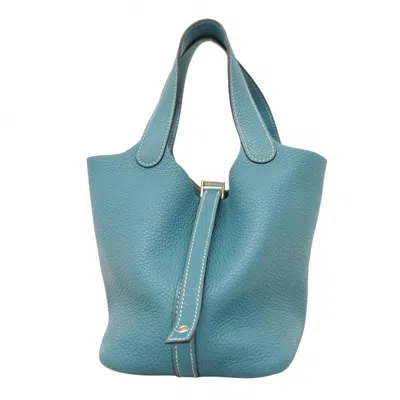 Pre-owned Hermes Blue Jean Taurillon Clemence Leather Handbag ()