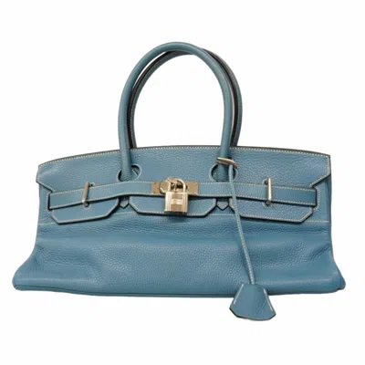 Pre-owned Hermes Blue Jean Taurillon Clemence Leather Handbag ()