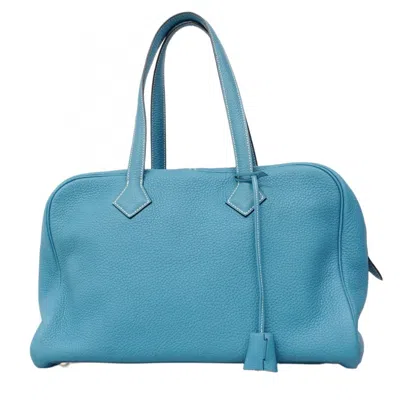 Pre-owned Hermes Blue Jean Taurillon Clemence Leather Handbag ()
