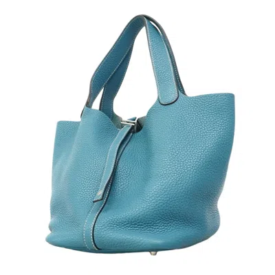 Pre-owned Hermes Blue Jean Taurillon Clemence Leather Handbag ()