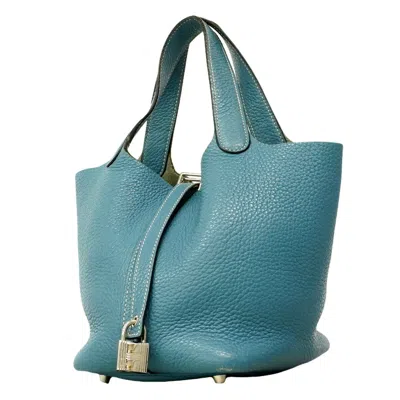 Pre-owned Hermes Blue Jean Taurillon Clemence Leather Handbag ()