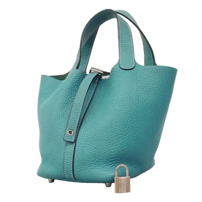 Pre-owned Hermes Blue Jean Taurillon Clemence Leather Handbag ()