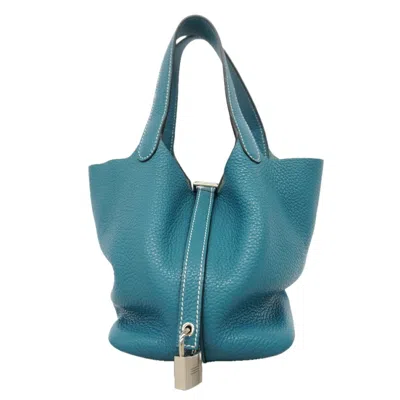 Pre-owned Hermes Blue Jean Taurillon Clemence Leather Handbag ()