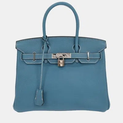 Pre-owned Hermes Blue Jean Togo Birkin 30 Handbag