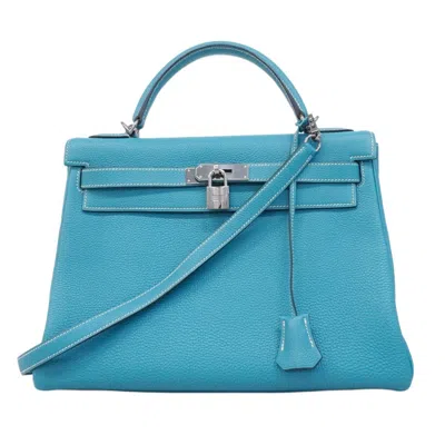 Pre-owned Hermes Blue Jean Togo Leather Handbag ()