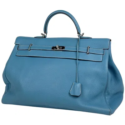 Pre-owned Hermes Blue Jean Togo Leather Handbag ()
