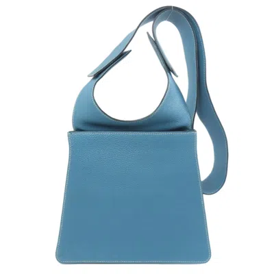 Pre-owned Hermes Blue Jean Togo Leather Shoulder Bag ()
