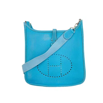 Pre-owned Hermes Blue Jean Togo Leather Shoulder Bag ()