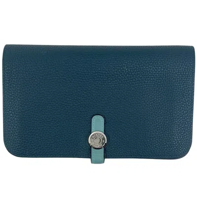Pre-owned Hermes Blue Jean Togo Leather Swift Leather Wallet (bi-fold) ()