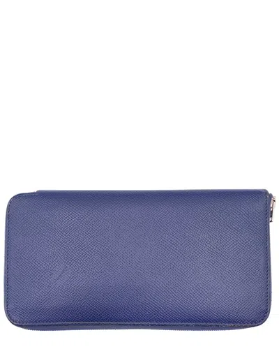 Pre-owned Hermes Hermès Blue Leather Azap Wallet (authentic Pre-loved)