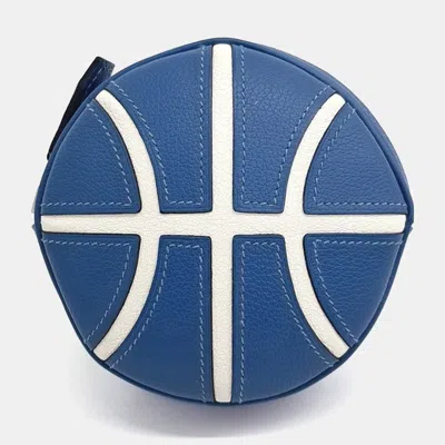 Pre-owned Hermes Blue Leather Basketball Pouch