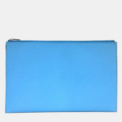 Pre-owned Hermes Blue Leather Clutch