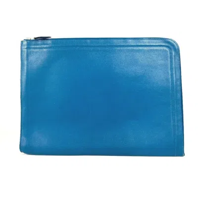 Pre-owned Hermes Blue Leather Clutch Bag Pouch ()