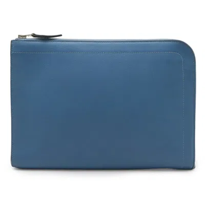 Pre-owned Hermes Blue Leather Clutch Bag ()