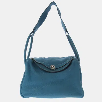 Pre-owned Hermes Blue Leather Lindy Shoulder Bag