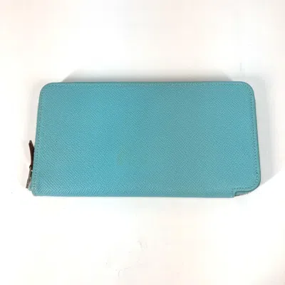 Pre-owned Hermes Blue Leather Long Wallet (bi-fold) ()