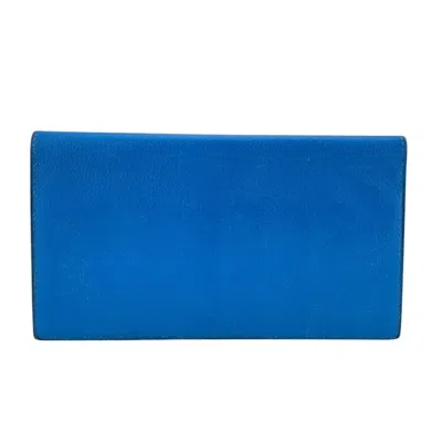 Pre-owned Hermes Blue Leather Long Wallet (bi-fold) ()