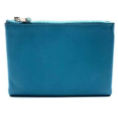 Pre-owned Hermes Blue Leather Pouch Wash Bag ()