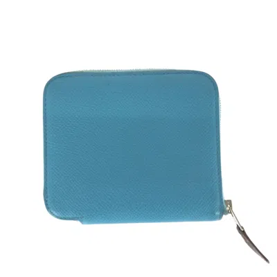 Pre-owned Hermes Blue Leather Silk Coin Purse/coin Case ()